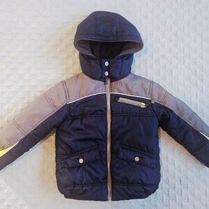 Super Chill Boys Winter Warm Jacket Coat Hooded Blue / Grey Fleece Lined Size 5